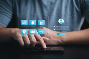 Cyber security internet and networking concept. information security and encryption, secure access to user's personal information, secure Internet access, cybersecurity. photo