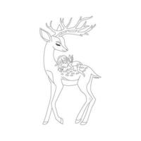 deer coloring book  for children and a unique animal collection of cartoon vector illustration