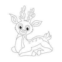 deer coloring book  for children and a unique animal collection of cartoon vector illustration