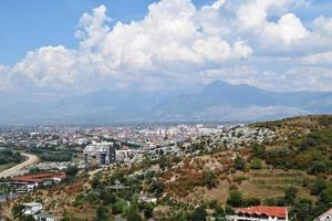 view of the surroundings of the city of Shkoder in Albania from a height photo