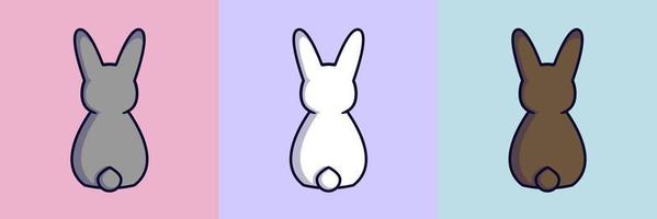 Set of three rabbits. White Rabbit. Gray rabbit. Brown rabbit. Easter Bunnies vector