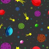 Planet pattern with constellations and stars. Cute design for kids fabric and wrapping paper. Flat cartoon style funny planet pattern. vector