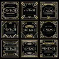 Vintage frame border set template gold vector