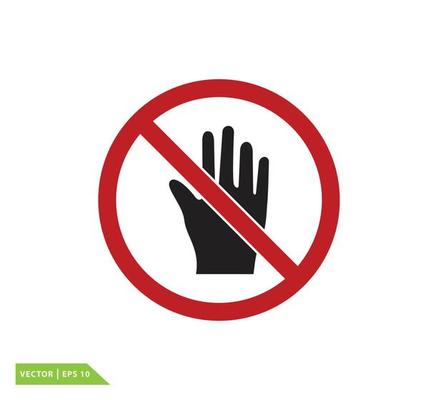 Stop hand icon . Hand forbidden sign, no entry, do not touch . Stop road  sign. Prohibited warning icon 21891159 Vector Art at Vecteezy