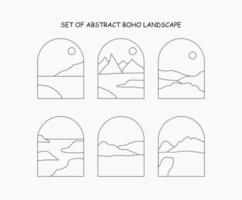 set of abstract boho landscape vector