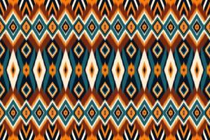 Ikat Seamless Pattern. Geometric ethnic oriental ikat. Design for fabric, background, carpet, wallpaper, clothing, wrapping, Batik. Embroidery style. Vector illustration.