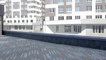 Bau eines modernen Wohnkomplexes mit Räumlichkeiten im Erdgeschoss zur Vermietung von Gewerbeimmobilien für Geschäfte, Cafés oder Salons. Mehrfamilienhaus. ukraine, kiew - 7. august 2021. video