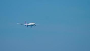 PHUKET, THAILAND DECEMBER 2, 2018 - Thai Airways Boeing 777 HS TJS approaching before landing, International Phuket Airport video