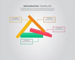 diseño infográfico triangular con 4 pasos para visualización de datos, diagrama, informe anual, diseño web, presentación. plantilla de negocio de vectores