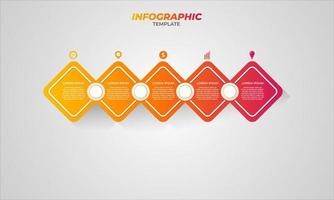 diseño infográfico con 5 pasos para visualización de datos, diagrama, informe anual, diseño web, presentación. plantilla de negocio de vectores