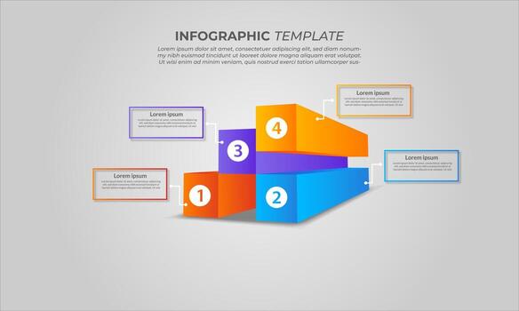 infographic design with 4 steps for data visualization, diagram, annual report, web design, presentation. Vector business template