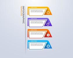 diseño infográfico degradado con 4 pasos para visualización de datos, diagrama, informe anual, diseño web, presentación. plantilla de negocio de vectores