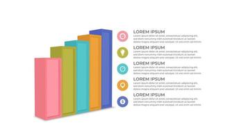 diseño infográfico con 5 pasos para visualización de datos, diagrama, informe anual, diseño web, presentación. plantilla de negocio de vectores