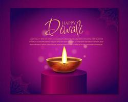 happy diwali festival background with Oil Lamps for  social media cover, banner, greeting card. vector template