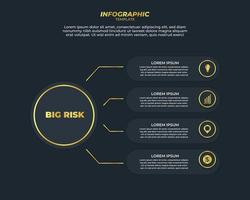 diseño infográfico dorado con 4 pasos para visualización de datos, diagrama, informe anual, diseño web, presentación. plantilla de negocio de vectores