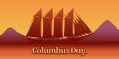 Columbus Day Greeting Gradient Background. Seascape Background vector