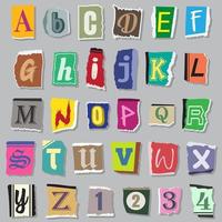 Colorful alphabet with letters torn from newspapers vector