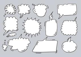 Hand drawn set of speech bubbles isolated on gray background. vector