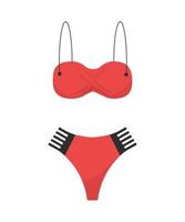 Women's red swimwear isolated on white background. Swimsuit or bikini top and bottom. Vector illustration