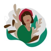 Girl in a beret in the style of minimalism vector