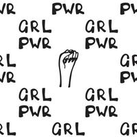 cita de poder femenino con patrones sin fisuras. eslogan grl pwr. femenino, símbolos del feminismo.