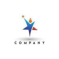 Sport fitness business success icon the logo with man and star vector