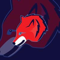 wolf logo with red hair inspiration vector