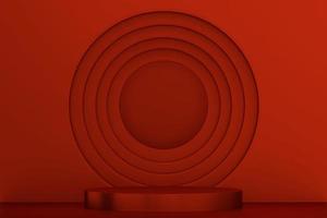 Red Podium for product display minimal geometric design.3D rendering photo