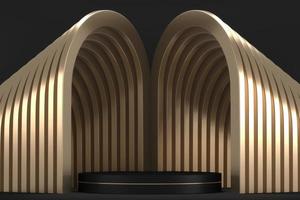 black stage podium for products decoration suitable .3D rendering photo