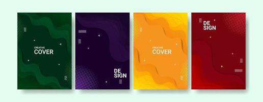 Set Of Business Cover Collection in A4 Size Memphis Style vector