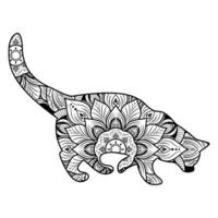 Cute cat mandala coloring vector illustration design.