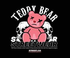 pink teddy bear, aesthetic graphic design for creative clothing, for streetwear and urban style t-shirts design, hoodies, etc. vector