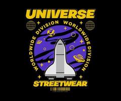 futuristic illustration of universe design, vector graphic, typographic poster or t shirts street wear and Urban style