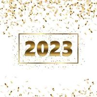 Happy New Year 2023 greeting card poster. Confetti. vector