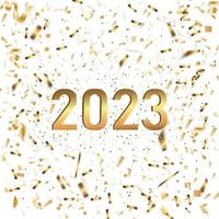 Happy New Year 2023 greeting card poster. Confetti. vector