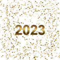 Happy New Year 2023 greeting card poster. Confetti. vector