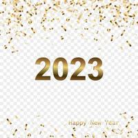 Happy New Year 2023 greeting card poster. Confetti. vector