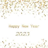 Happy New Year 2023 greeting card poster. Confetti. vector