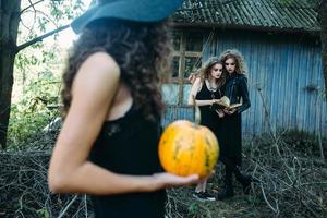 three vintage women as witches photo