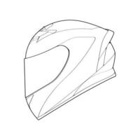 casco de plantilla de cara completa, ilustración de vector de casco de arte de línea, vector de arte de línea, vector de casco