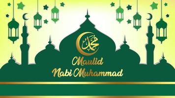 maulid nabi muhammad islámica fondo verde vector