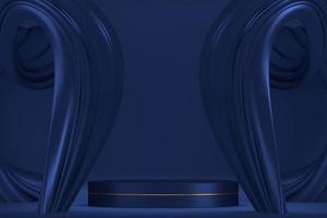 Dark blue geometric background, japanese style podium blue concept .3d rendering photo