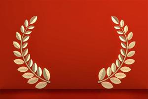 Red Podium for product display minimal geometric design.3D rendering photo