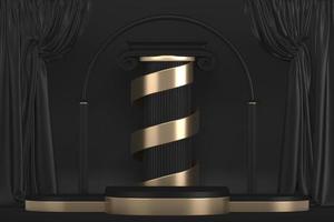 black stage podium for products decoration suitable .3D rendering photo