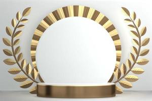 Abstract Podium minimal geometric white and gold.3D rendering photo