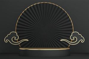 podio negro sobre fondo de diseño minimalista. representación 3d foto