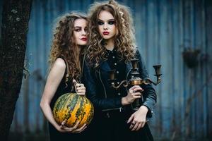 two vintage women as witches photo