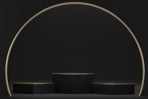 black stage podium decoration suitable for products.3D rendering photo