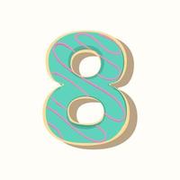 Donut with the number eight. vector