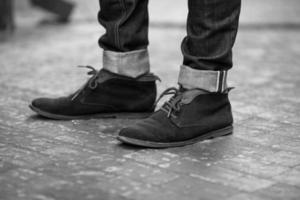 The man in the authentic boots and jeans selvedge photo